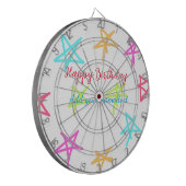 Farbige Sterne glücklich Geburtstag hinzufügen Nam Dartscheibe (Vorderseite Links)