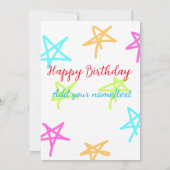 Farbige Sterne glücklich Geburtstag hinzufügen Nam Einladung (Rückseite)
