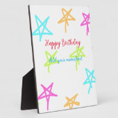 Farbige Sterne glücklich Geburtstag hinzufügen Nam Fotoplatte (Seite)