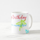 Farbige Sterne glücklich Geburtstag hinzufügen Nam Kaffeetasse (VorderseiteRechts)