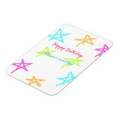 Farbige Sterne glücklich Geburtstag hinzufügen Nam Magnet (Linke Seite)