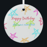 Farbige Sterne glücklich Geburtstag hinzufügen Nam Ornament Aus Glas<br><div class="desc">Entwurf</div>