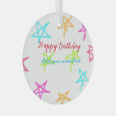 Farbige Sterne glücklich Geburtstag hinzufügen Nam Ornament Aus Glas (Vorderseite Rechts)