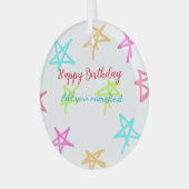 Farbige Sterne glücklich Geburtstag hinzufügen Nam Ornament Aus Glas (Vorderseite links)