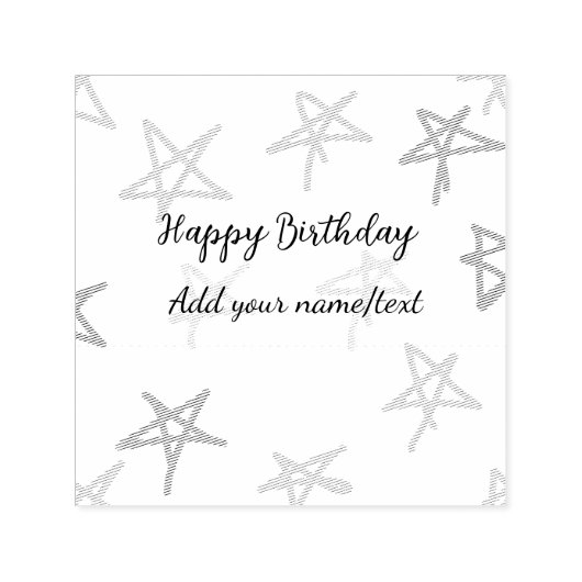 Farbige Sterne glücklich Geburtstag hinzufügen Nam Permastempel (Design)