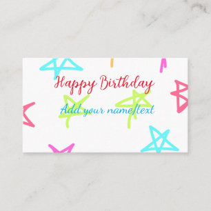 Farbige Sterne glücklich Geburtstag hinzufügen Nam Visitenkarte