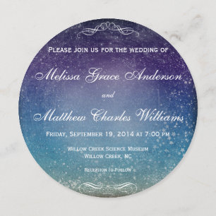 Farbige Sterne im Abend Sky Wedding Einladung