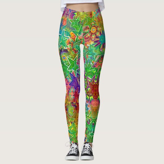 Farbige Sterne Leggings (Vorderseite)