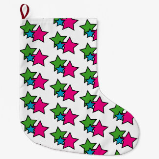 Farbige Sterne Pink Green Blue Weihnachten Großer Weihnachtsstrumpf