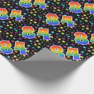 Farbige Sterne + Regenbogen-Muster "84" Event # Geschenkpapier