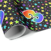 Farbige Sterne + Regenbogenmuster "3" Ereignis # Geschenkpapier (Rolleneckpunkt)