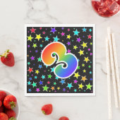 Farbige Sterne + Regenbogenmuster "3" Ereignis # Serviette (Beispiel)