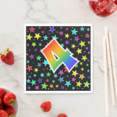 Farbige Sterne + Regenbogenmuster "4" Ereignis # Serviette (Beispiel)