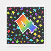 Farbige Sterne + Regenbogenmuster "4" Ereignis # Serviette (Vorderseite)