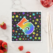 Farbige Sterne + Regenbogenmuster "5" Ereignis # Serviette (Beispiel)
