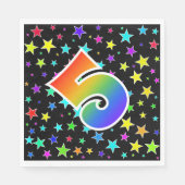 Farbige Sterne + Regenbogenmuster "5" Ereignis # Serviette (Vorderseite)