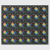 Farbige Sterne + Regenbogenmuster "6" Ereignis # Geschenkpapier (Flach)