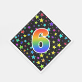 Farbige Sterne + Regenbogenmuster "6" Ereignis # Serviette (Ecke)