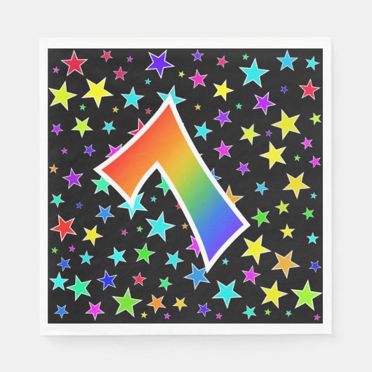 Farbige Sterne + Regenbogenmuster "7" Ereignis # Serviette (Vorderseite)