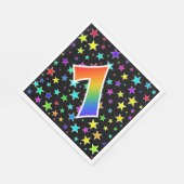 Farbige Sterne + Regenbogenmuster "7" Ereignis # Serviette (Ecke)