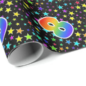 Farbige Sterne + Regenbogenmuster "8" Ereignis # Geschenkpapier (Rolleneckpunkt)