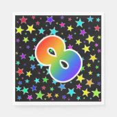Farbige Sterne + Regenbogenmuster "8" Ereignis # Serviette (Vorderseite)