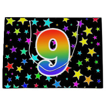 Farbige Sterne + Regenbogenmuster "9" Ereignis #