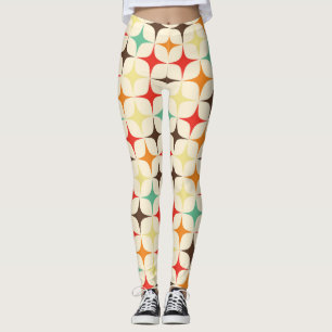 Farbige Sterne Retro Geometrisches Muster Leggings