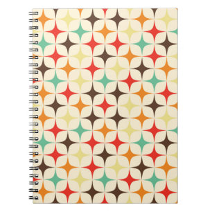Farbige Sterne Retro Geometrisches Muster Notizblock