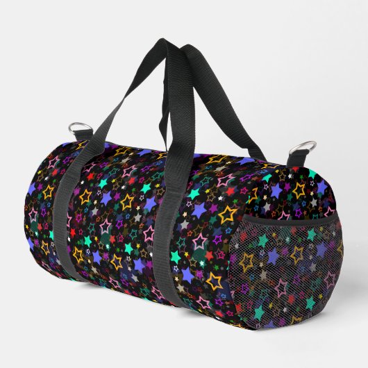 Farbige Sterne Schwarz  Duffle Bag (Rechte Ecke)