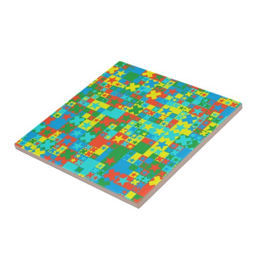 Farbige Sterne und Kreuze Fliese (Seite)