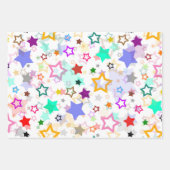 Farbige Sterne Weiß Geschenkpapier Set (Vorderseite 2)
