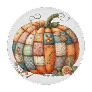 FARBIGE STICKEREI HERBSTLICHES KÜRBISDESIGN SCHNEIDEBRETT