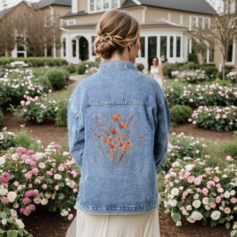 Farbige Stickerei Wildblumenstrauß Jeansjacke