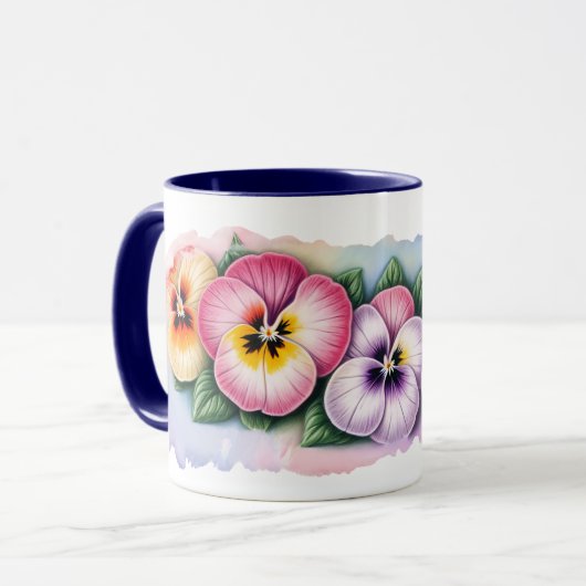 Farbige Stiefmütterchen Blume Tasse (Vorderseite Links)