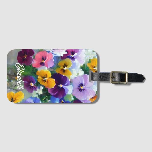 Farbige Stiefmütterchen Gepäckanhänger (Vorderseite (Horizontal))