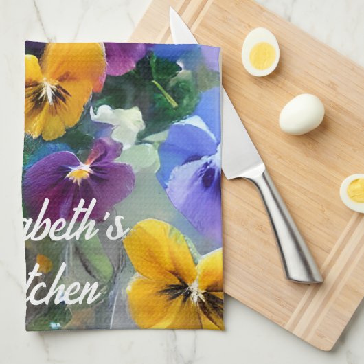 Farbige Stiefmütterchen Geschirrtuch (Viertel Falte)