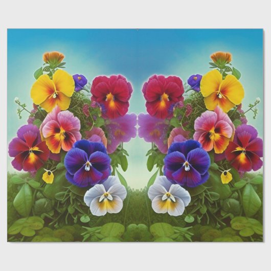 Farbige Stiefmütterchen - KI ART Geschenkpapier (Flach)