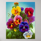 Farbige Stiefmütterchen - KI ART Poster (Vorne)