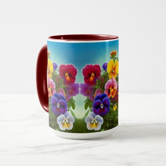 Farbige Stiefmütterchen - KI ART Tasse (Vorderseite Links)