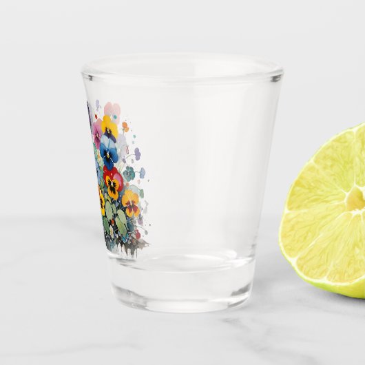 Farbige Stiefmütterchen Schnapsglas (Rechts)