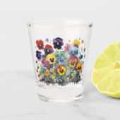 Farbige Stiefmütterchen Schnapsglas (Vorderseite)