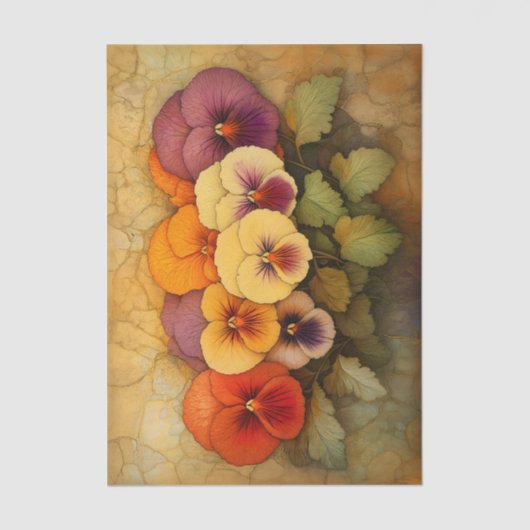 Farbige Stiefmütterchen über das Alter EF9L Dekoup Seidenpapier (Vorderseite)