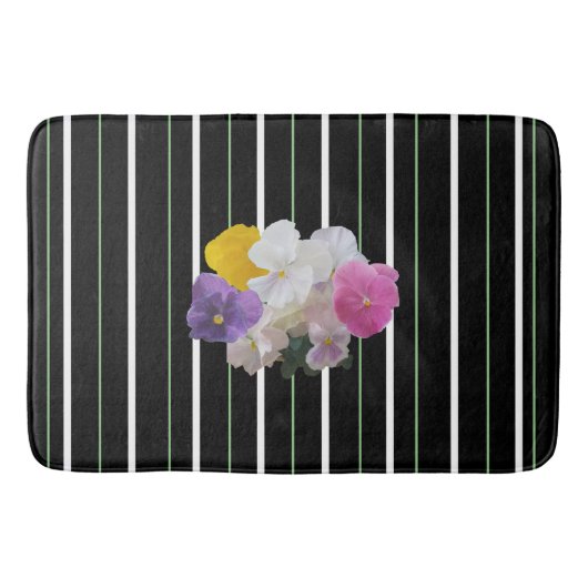 Farbige Stiefmütterchen und fette Streifen Badematte (Vorderseite)