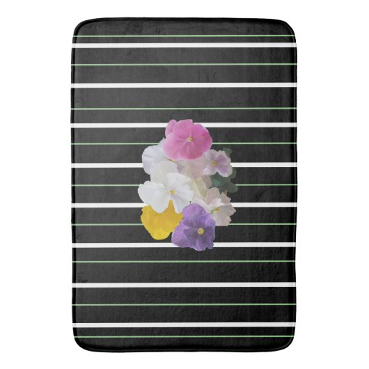 Farbige Stiefmütterchen und fette Streifen Badematte (Vorderseite Vertikal)