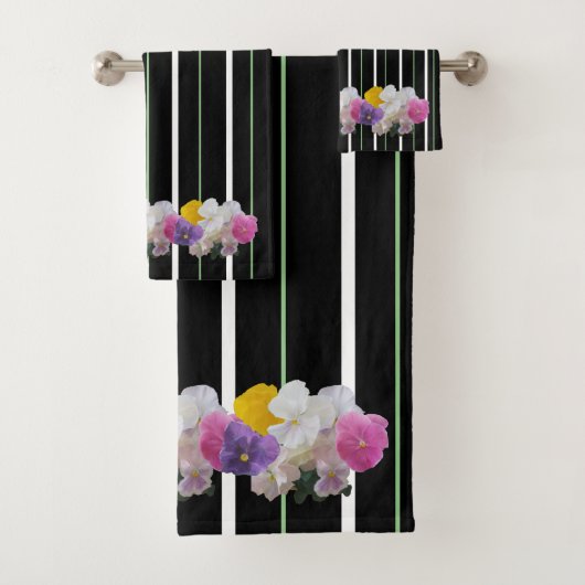 Farbige Stiefmütterchen und fette Streifen Badhandtuch Set (Insitu)