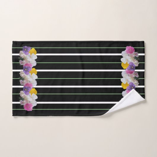 Farbige Stiefmütterchen und fette Streifen Badhandtuch Set (Handtuch)