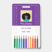 Farbige Stifte Art Lehrer Foto ID Abzeichen Ausweis (Vorderseite)