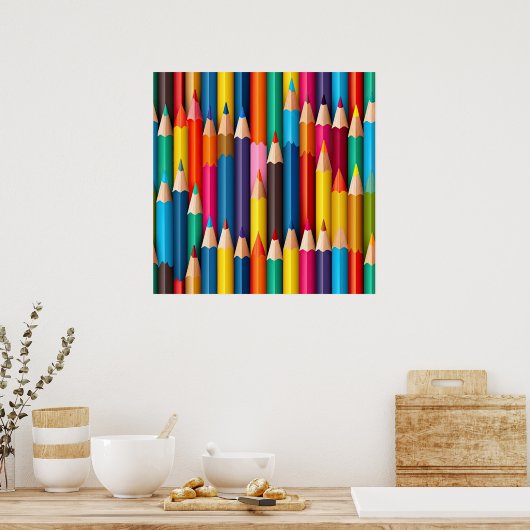 Farbige Stifte Art Poster (Küche)