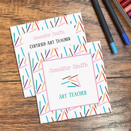 Farbige Stifte Art White Square Visitenkarten Quadratische Visitenkarte